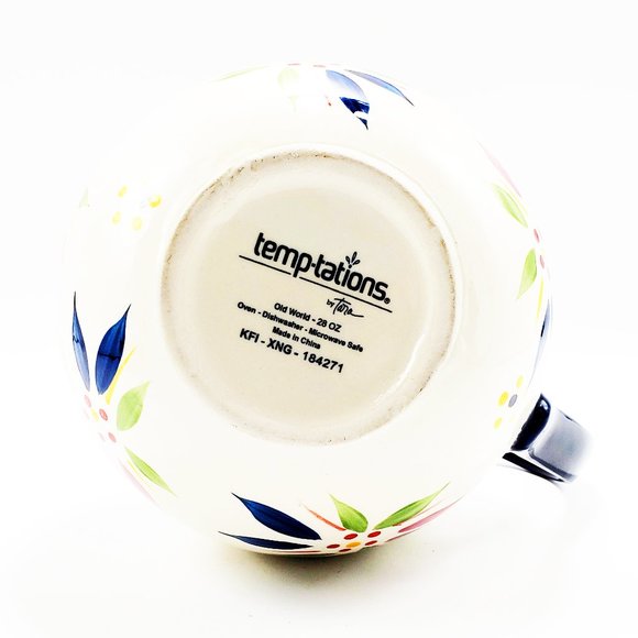 Temptations by Tara Old World Blue 18 oz Pitcher Ceramic Micro & Oven Dishwasher - Picture 5 of 6